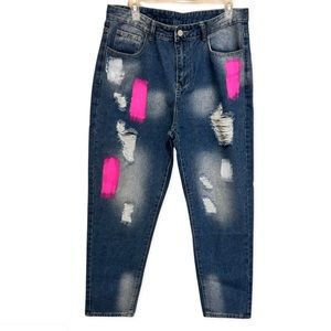 Women’s Contrast Panel Jeans Medium Wash, New, M